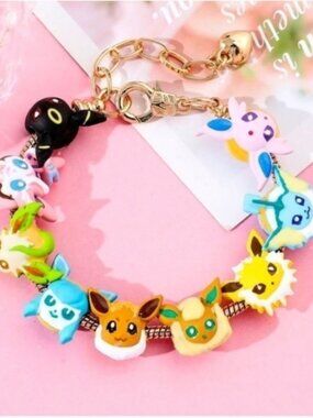 Gold-Plated Pokémon Eeveelution Themed Charm Adjustable Bracelet